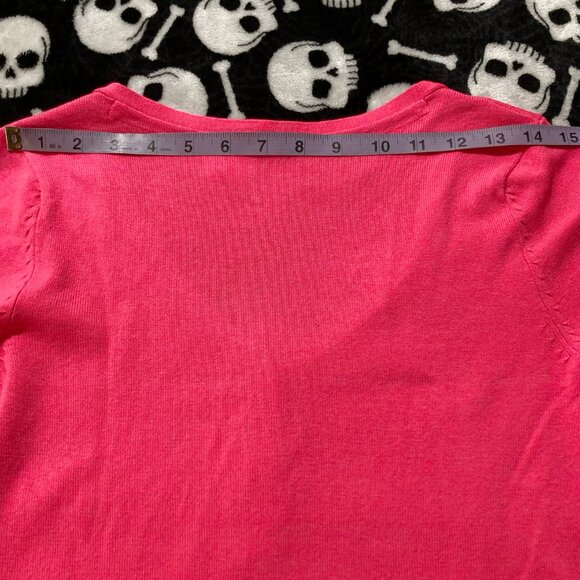 H&M Neon pink long sleeve v-neck cardigan ~ XS SMALL Barbie hot pink sweater - Picture 8 of 10